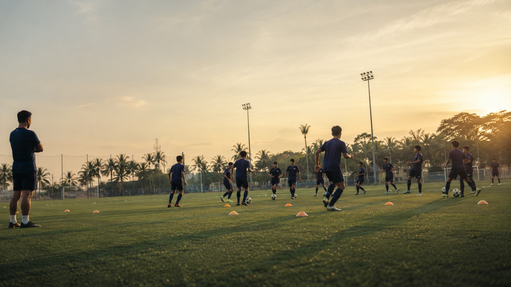Sesi latihan 9WIN Soccer Academy di lapangan utama
