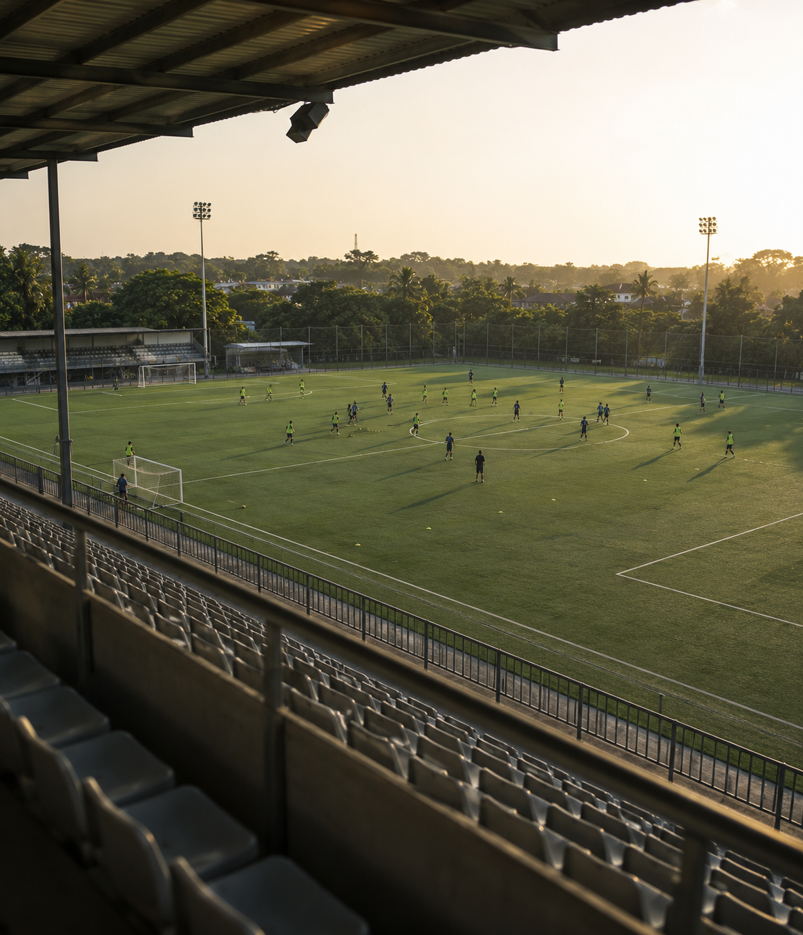 Suasana sesi latihan sore di lapangan utama 9WIN Soccer Academy
